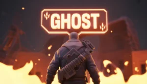 A Free Fire gaming character showing a stylish 12-character nickname generated using the Quick Counter Tools FF nickname finder.