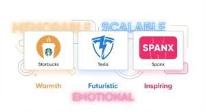 Infographic of Starbucks, Tesla, and Spanx logos with branding tips.