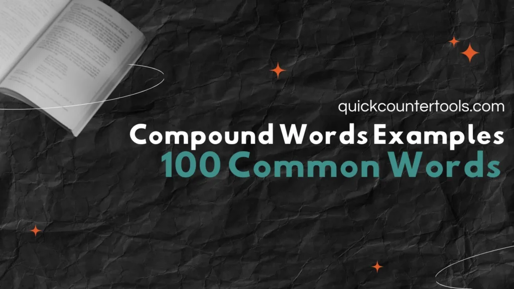 A creative infographic showing common compound words examples like sunflower, notebook, and ice cream with clear labels for students.