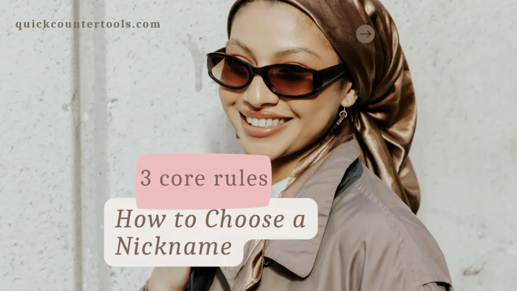 A aesthetic influencer tips for find nicknames featuring a glowing representing the guide on how to choose a nickname for gaming and social media platforms. by quickcountertools.com