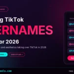 A premium 2026 TikTok guide header image for quickcountertools.com highlighting trending TikTok usernames. The dark modern layout displays a smartphone mockup showcasing popular handles