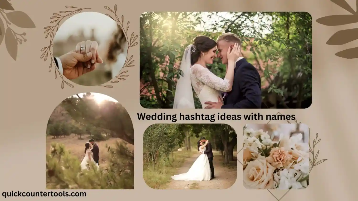 A beautiful wedding reception welcome sign displaying a personalized wedding hashtag with the couple's names.