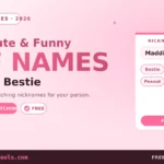 Best friend nicknames shown as cute BFF name tags on a warm pastel background