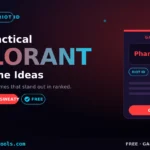 Valorant username ideas shown as a Riot ID name and tagline on a dark tactical background